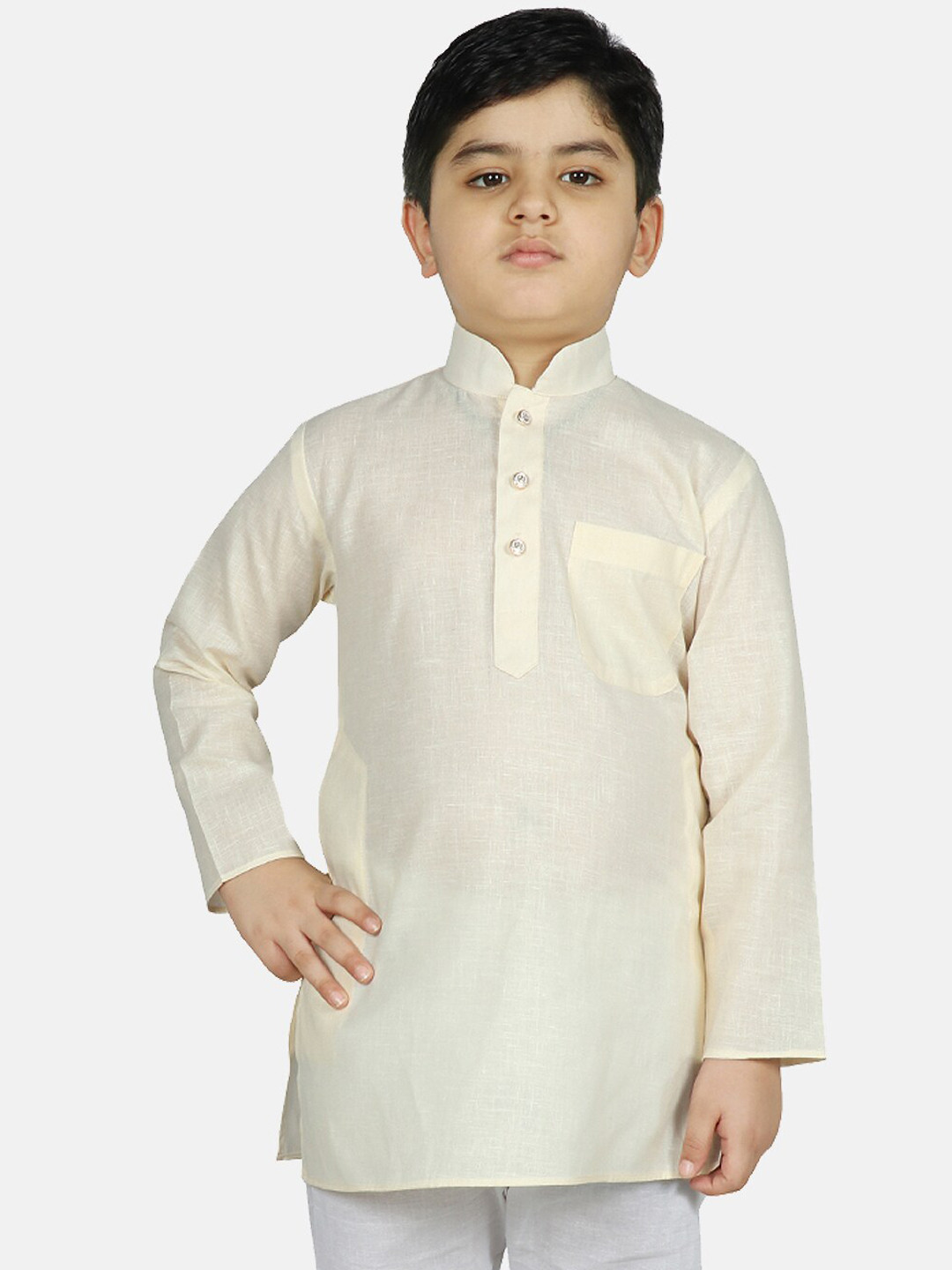 SG YUVRAJ Boys Cream-Coloured Thread Work Kurta