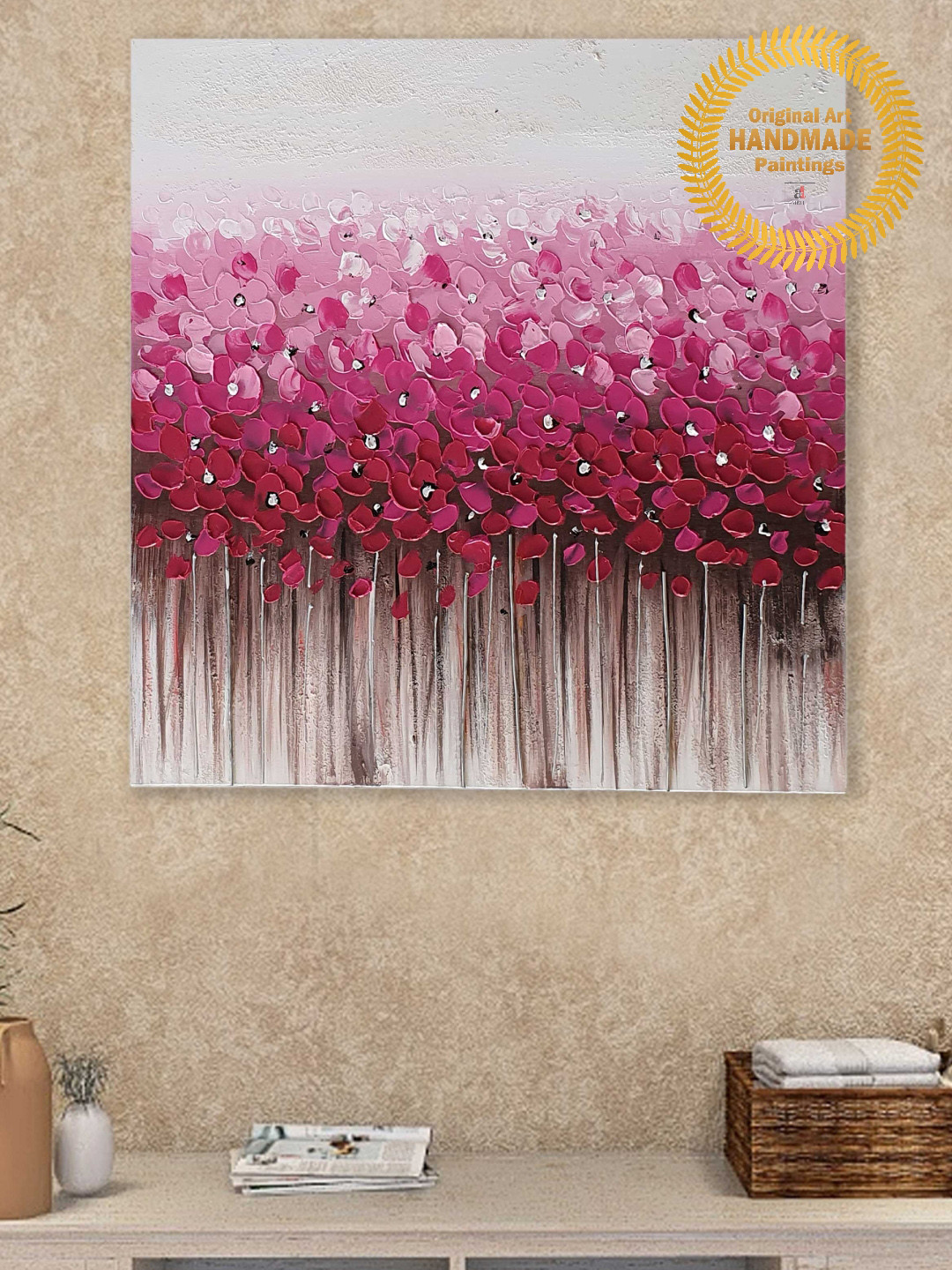 Art Street Pink & White Floral Hand-Painted Wall Art