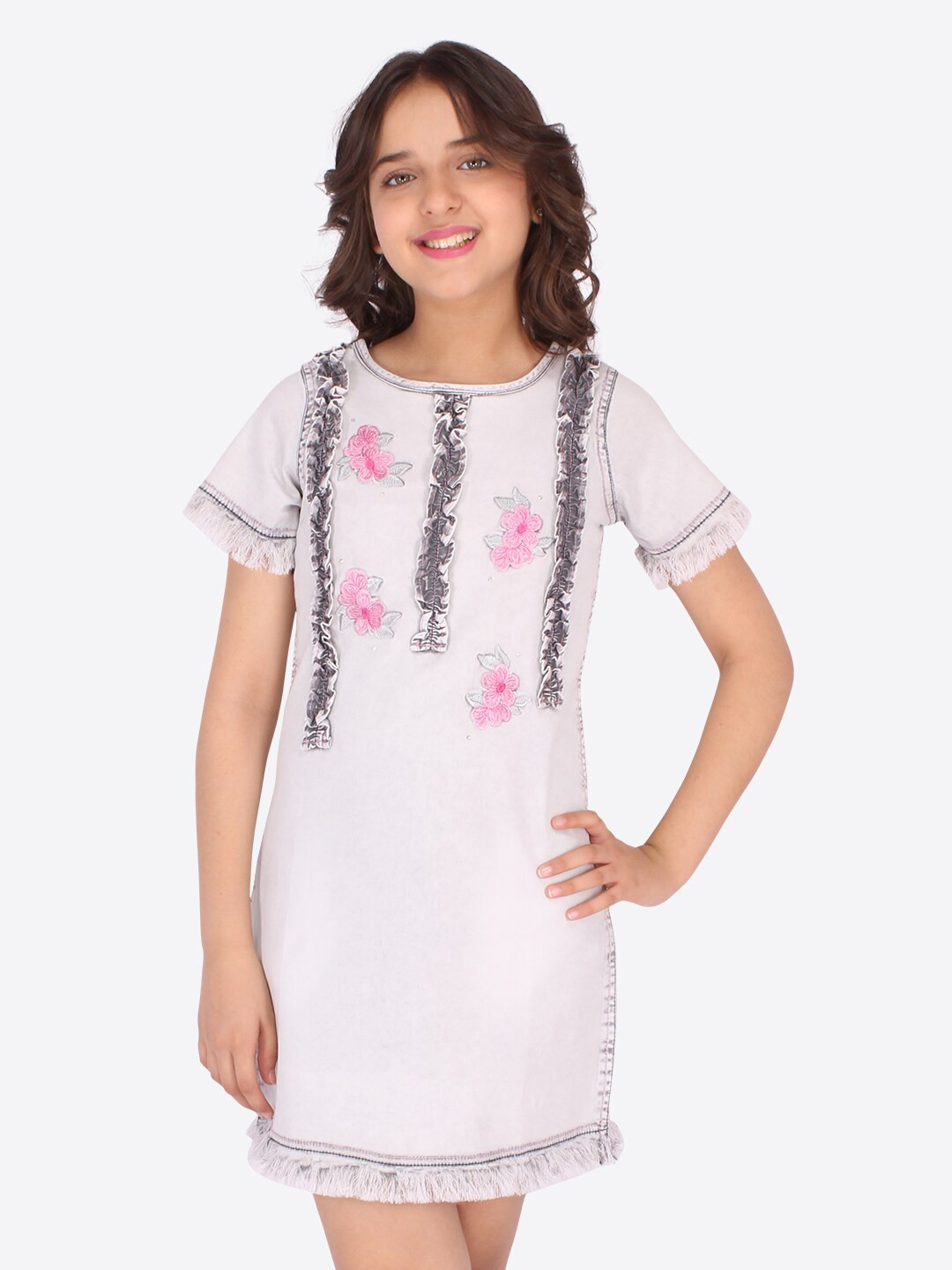 CUTECUMBER Grey Denim A-Line Dress