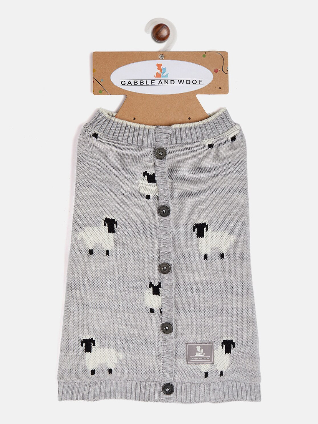 GABBLE & WOOF Grey & White Printed Dog Woolen Sweaters