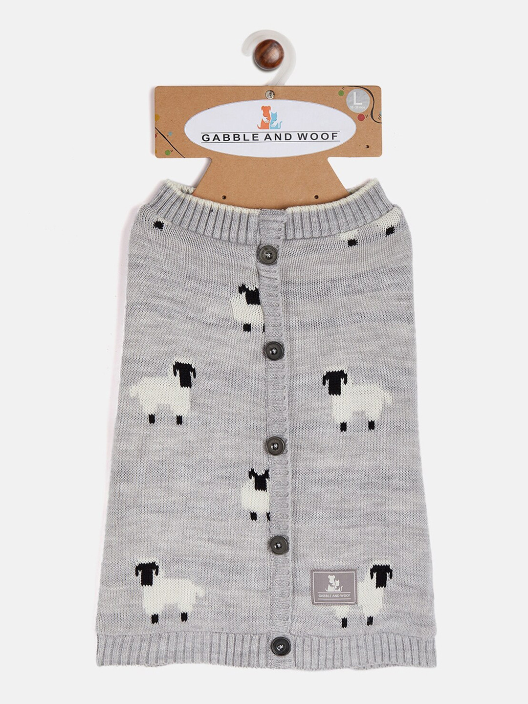 GABBLE & WOOF Grey Self Design Dog Sweaters