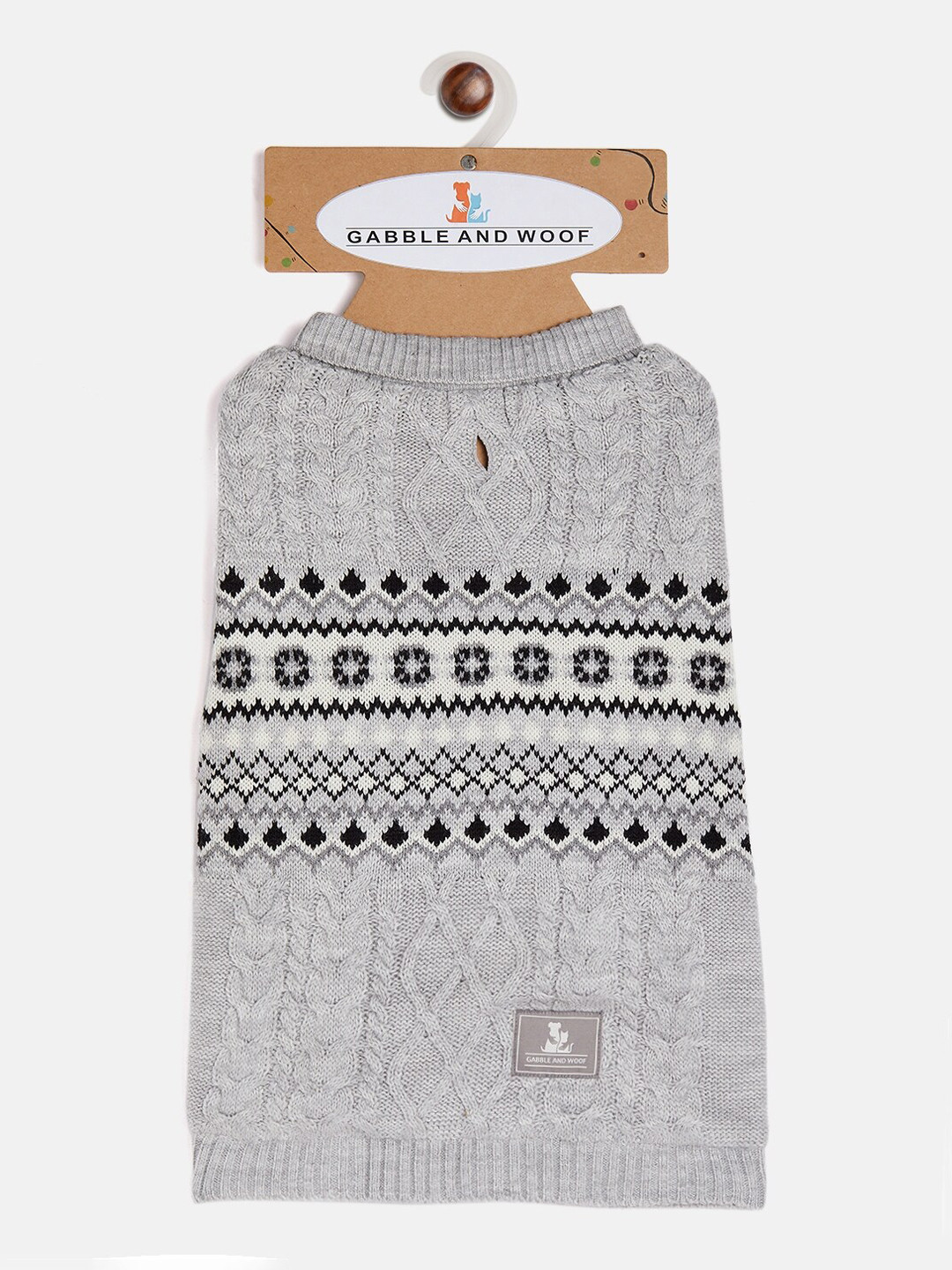 GABBLE & WOOF Grey & Black Dogs Cotton Winter Sweater