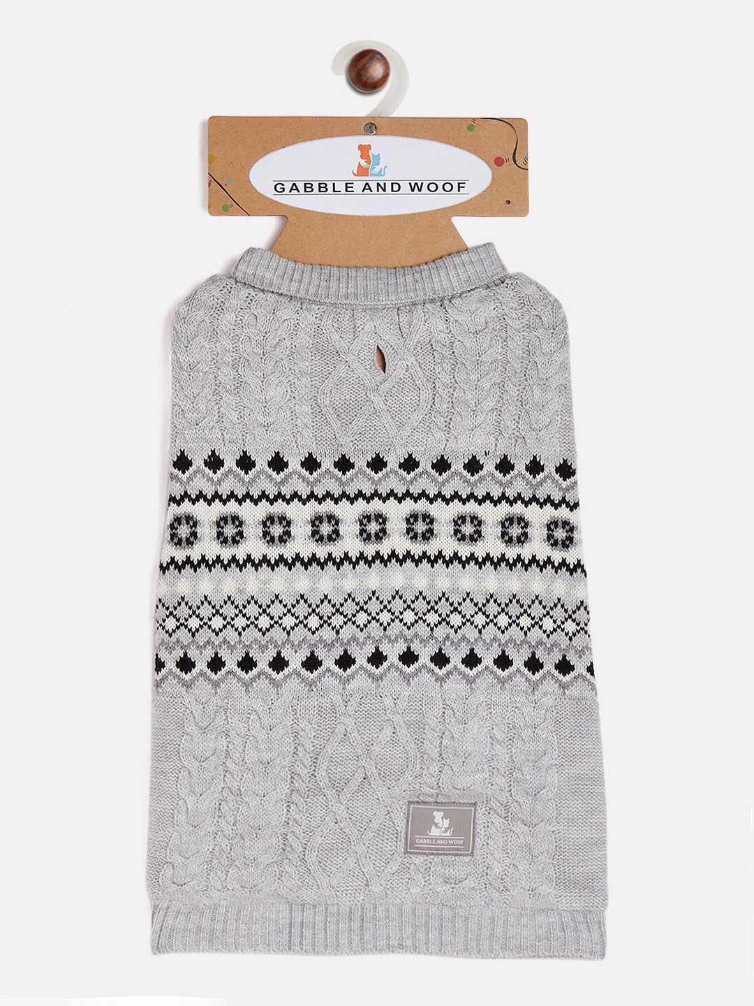 GABBLE & WOOF Grey Printed Cotton Dog Sweaters
