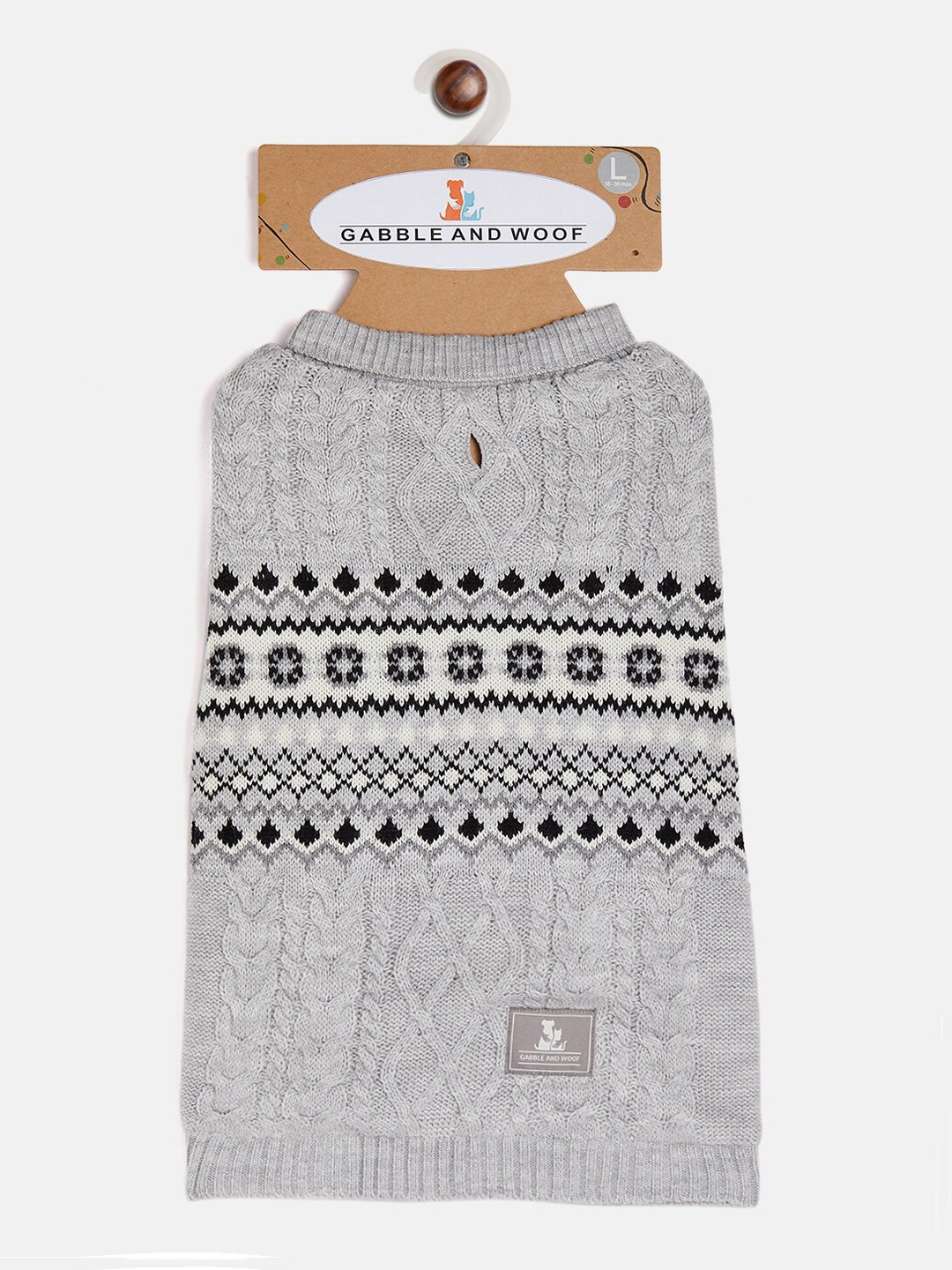 GABBLE & WOOF Dogs Grey Knitted Woollen Winter Sweater