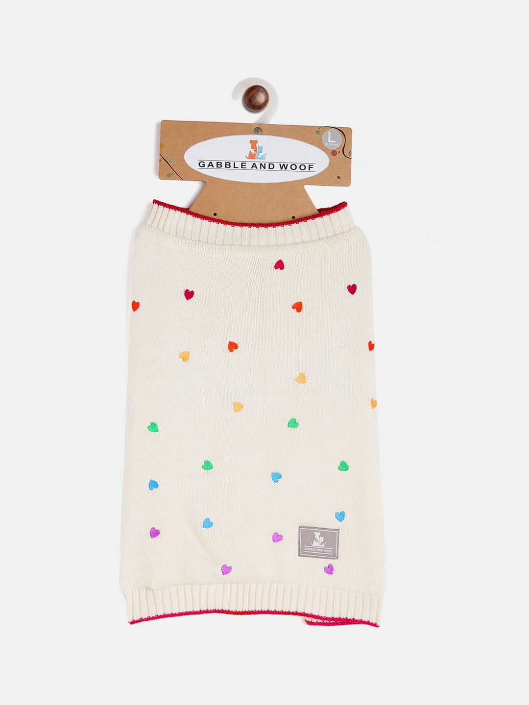 GABBLE & WOOF  White Self-Design Pure Cotton Dogs Sweater