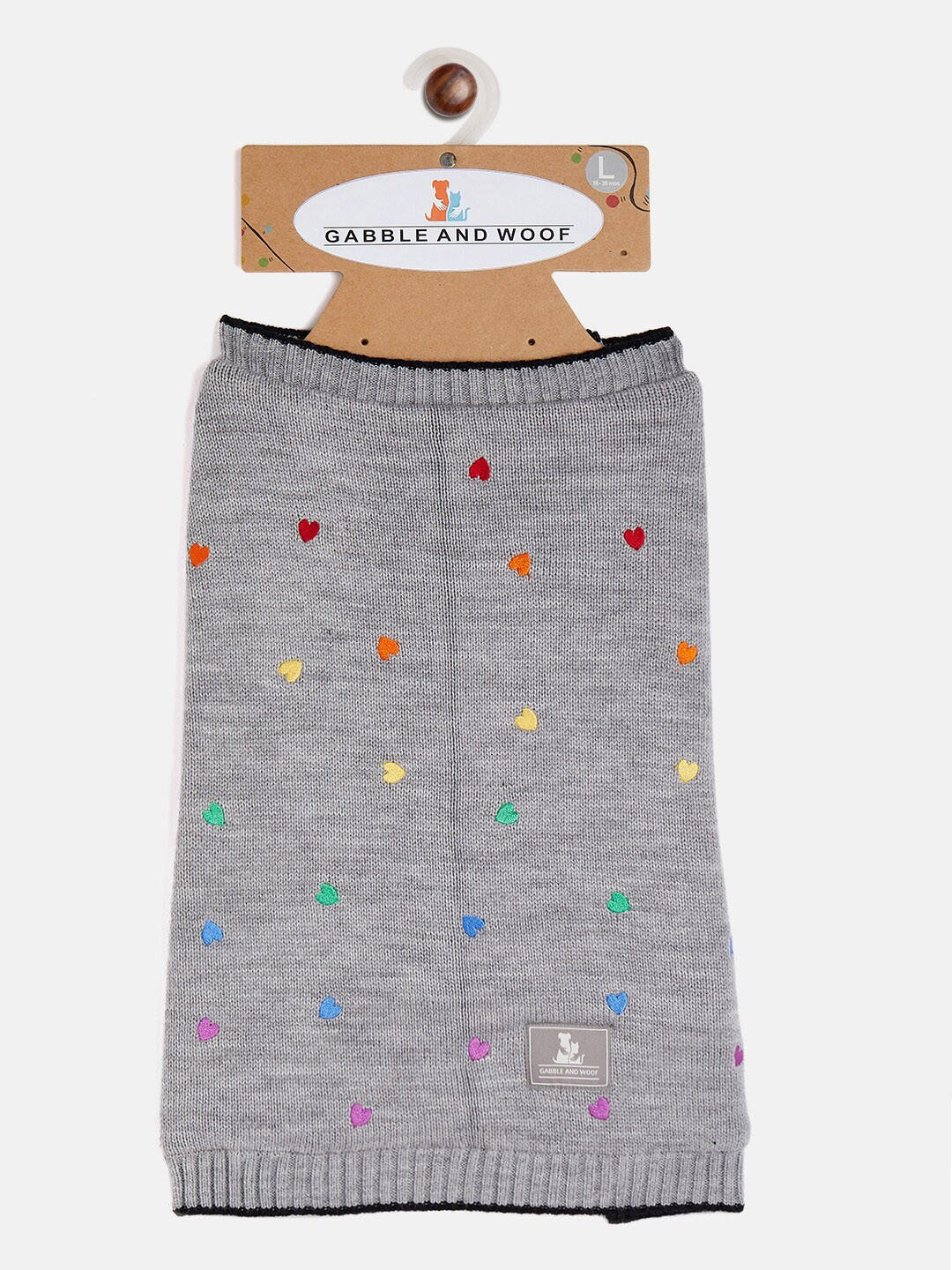 GABBLE & WOOF Grey Printed Pure Cotton Winter Dog Sweater