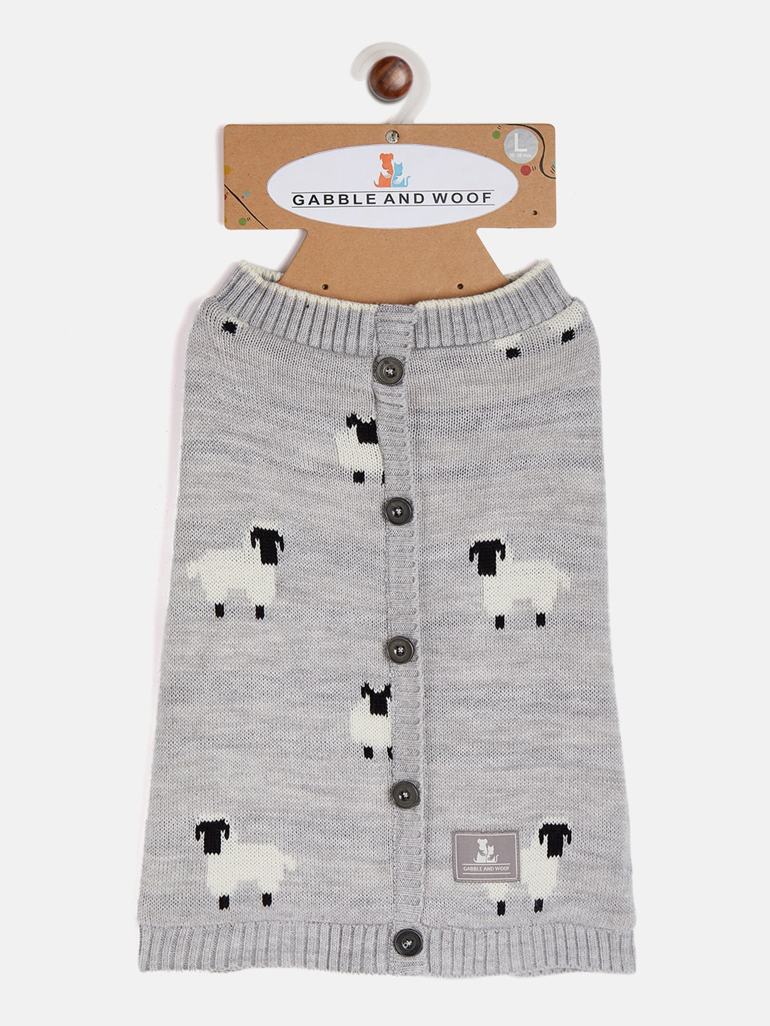 GABBLE & WOOF Grey Pure Cotton Winter Dog Sweater