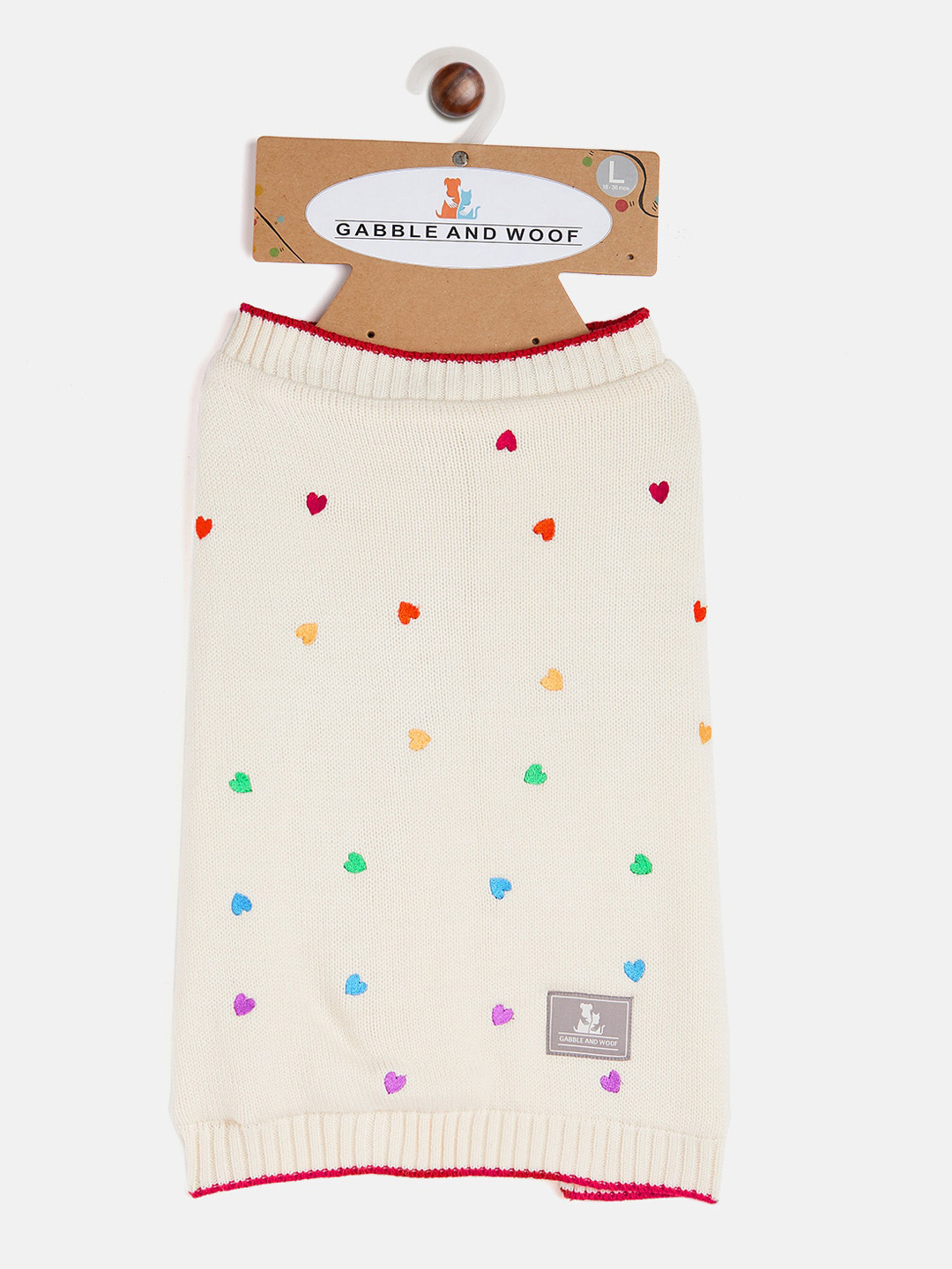 GABBLE & WOOF White & Red Dogs Cotton Winter Sweater