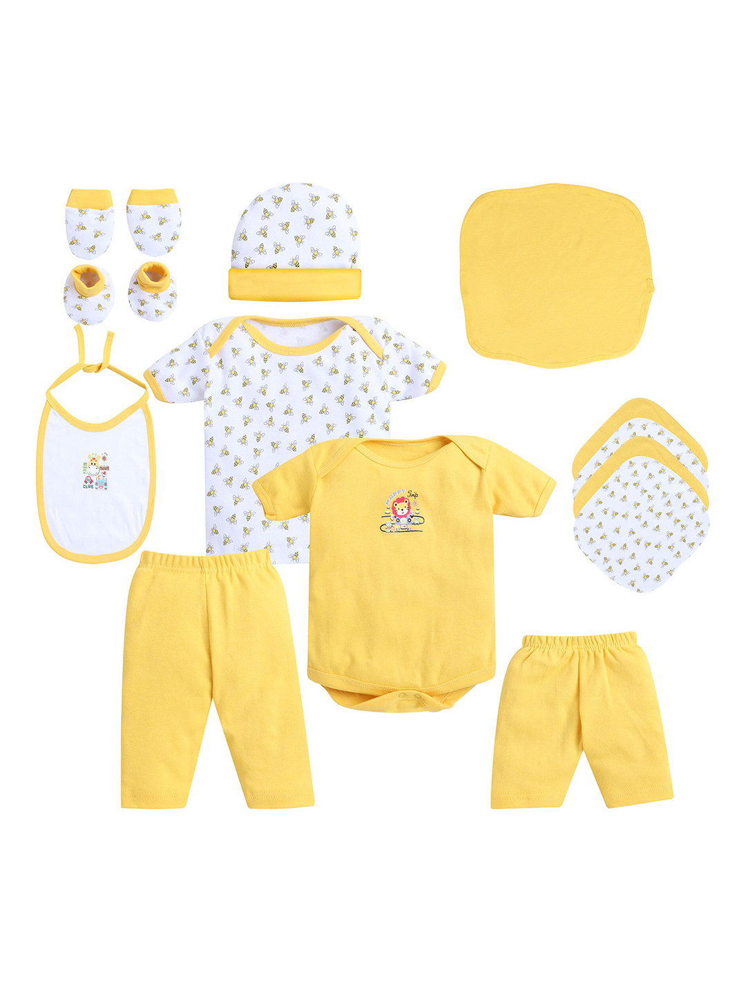 EIO 13 Piece Yellow Cotton Baby Apparel Gift Set