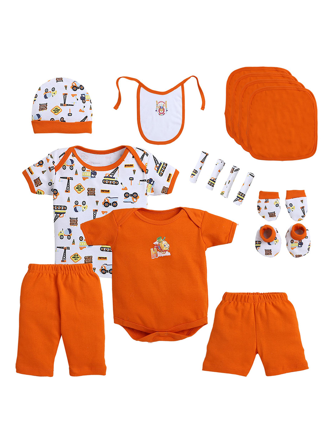 EIO Kids 13 Piece Orange Pure Cotton Apparel Gift Set