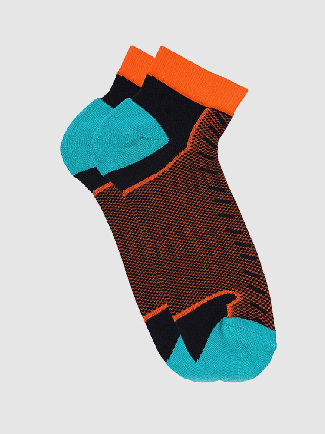 Soxytoes Orange & Teal blue Patterned Ankle Length Socks