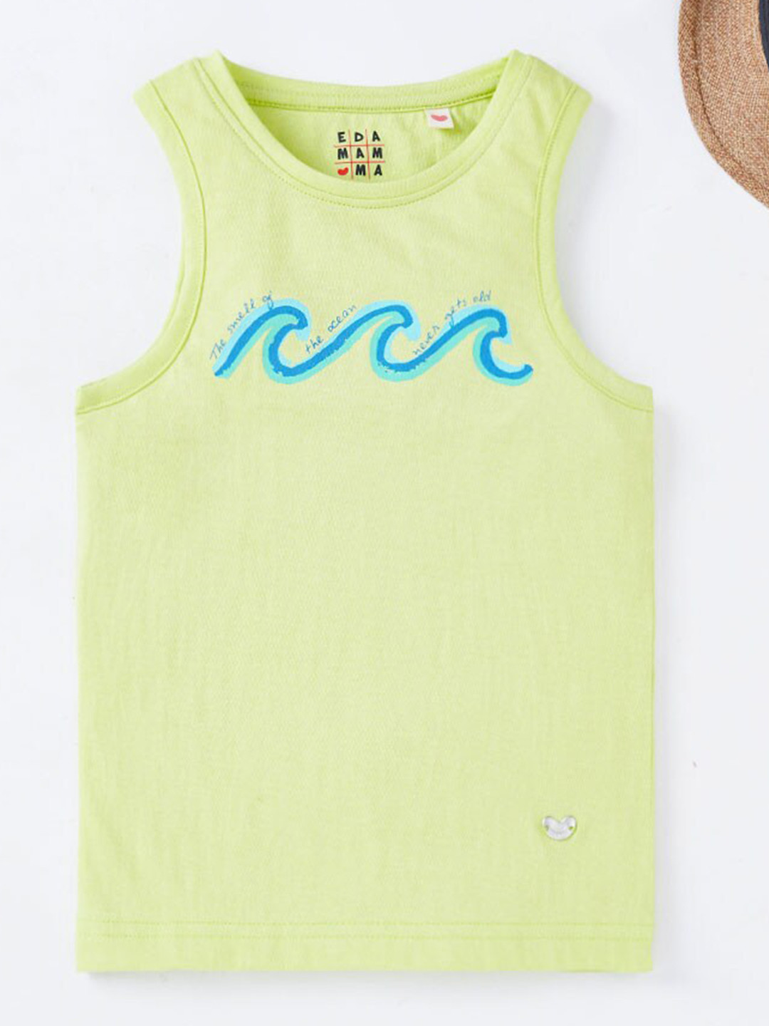 Ed-a-Mamma Girls Green Checked Applique T-shirt