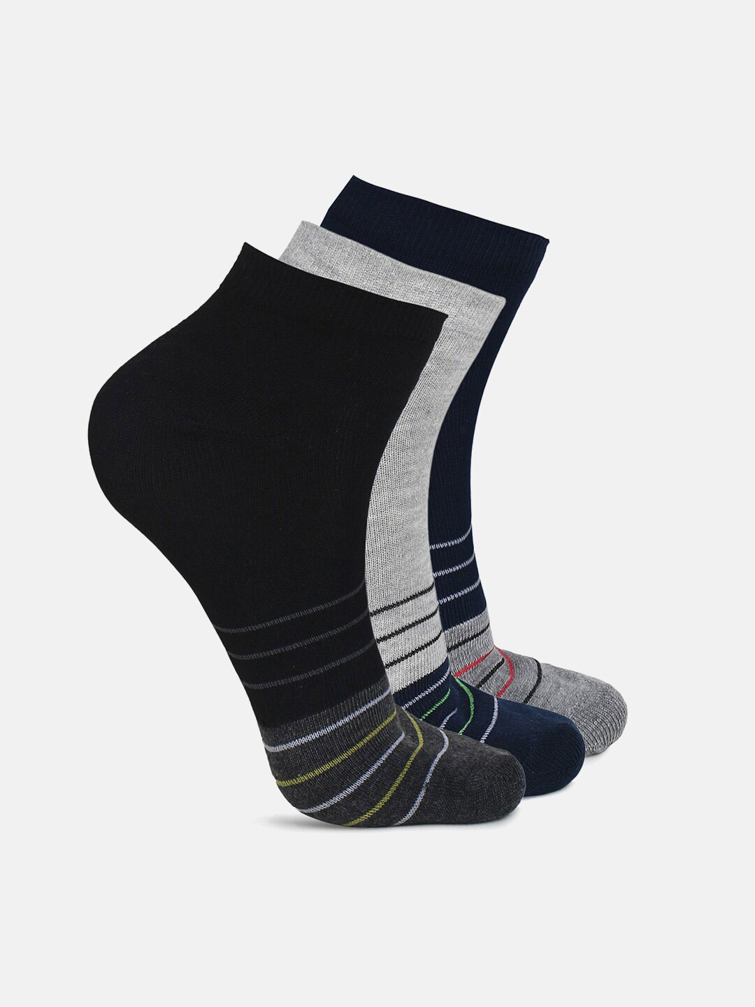Urban Dog Men Pack Of 3 Striped Low-Cut Ankle Length Socks