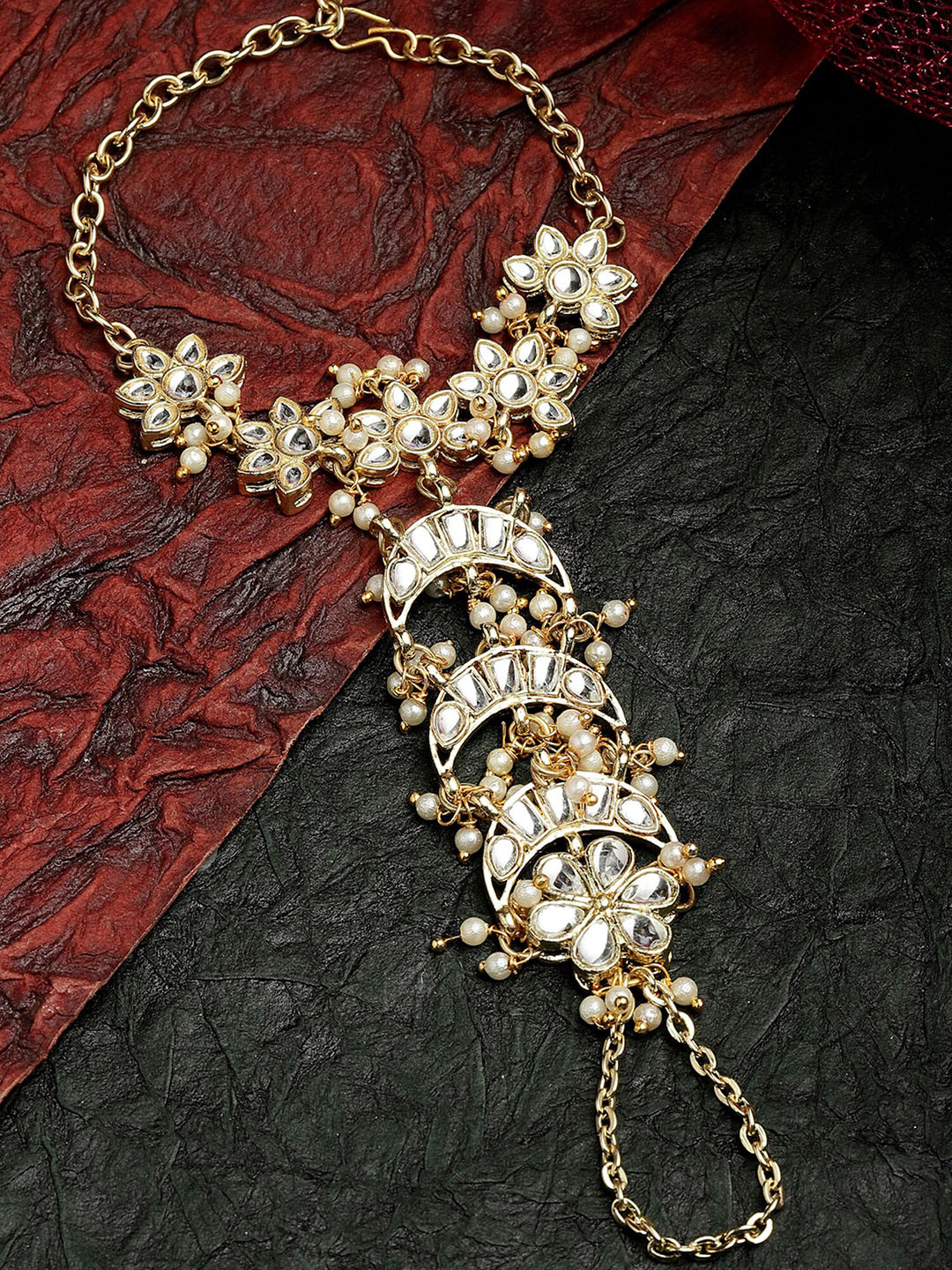 KARATCART Women Gold-Plated Kundan Link Bracelet