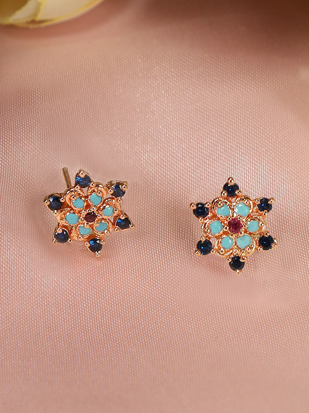 ZINU Rose Gold Contemporary Studs Earrings