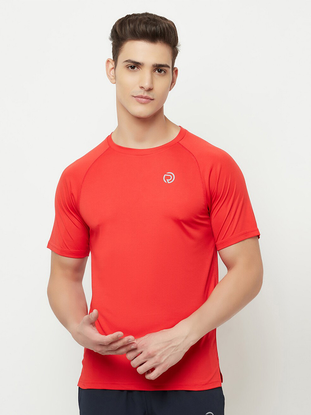 Truerevo Men Red Applique Running T-shirt