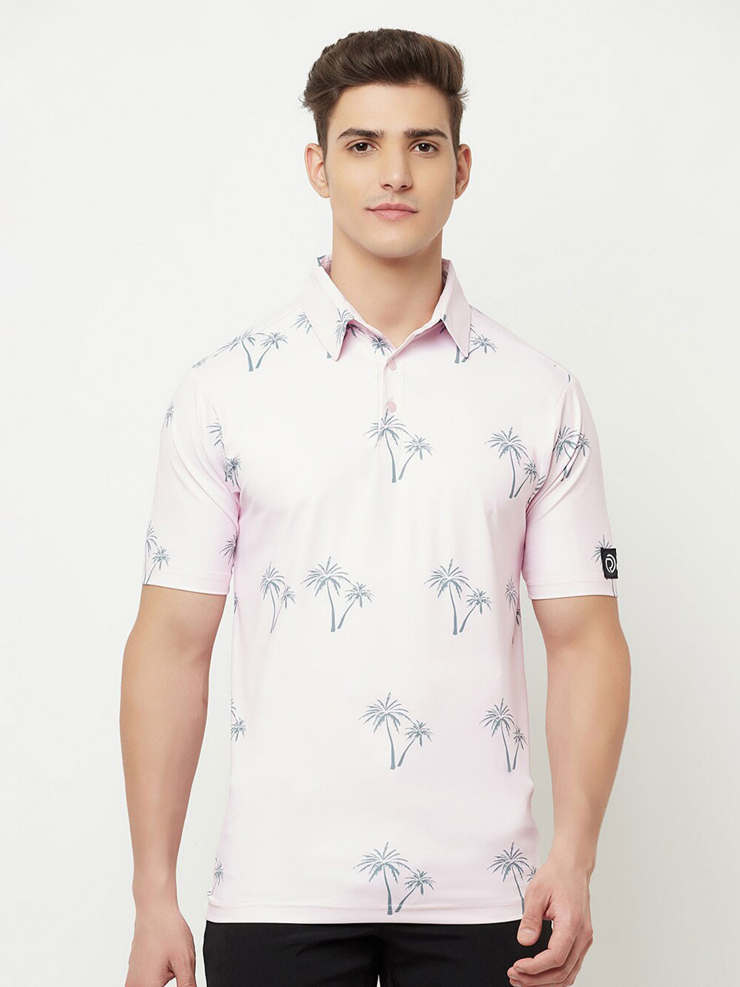 Truerevo Men Pink Striped Polo Collar Running T-shirt