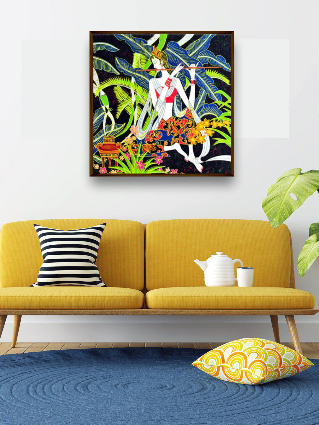 The Art House Blue & Green Abstract Framed Wall Painting