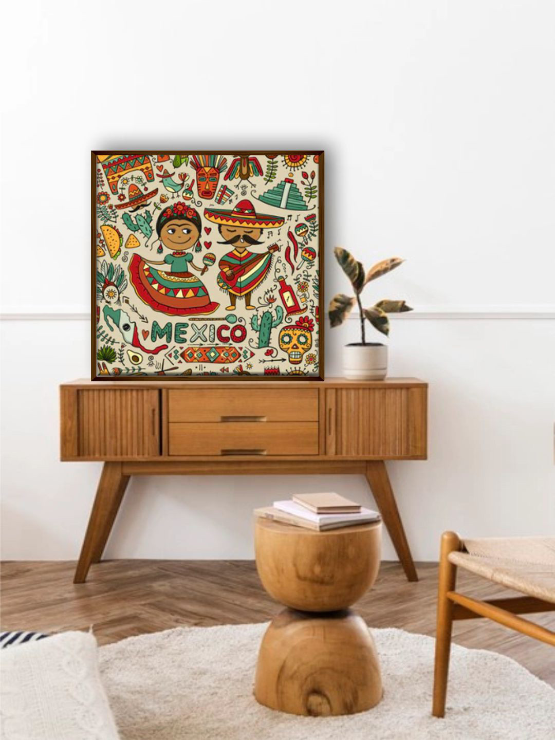The Art House Red & Green Abstract Printed Canvas Painting Wall Art