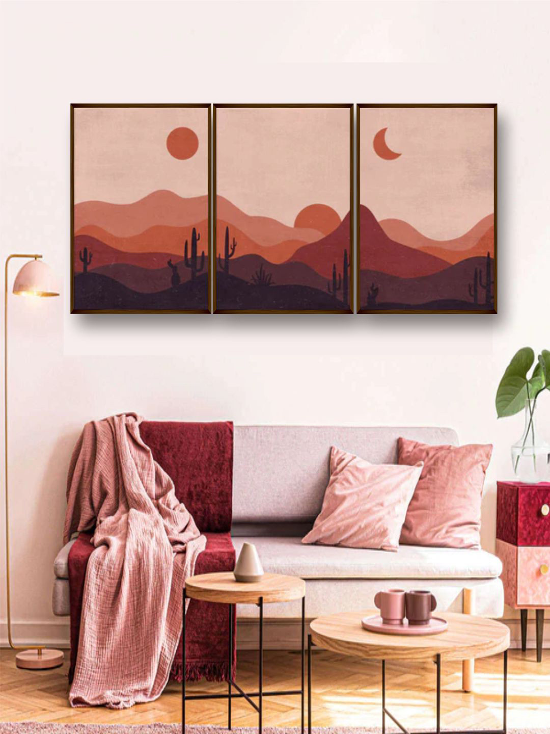 The Art House Red & Pink Abstract Painting Wall Art