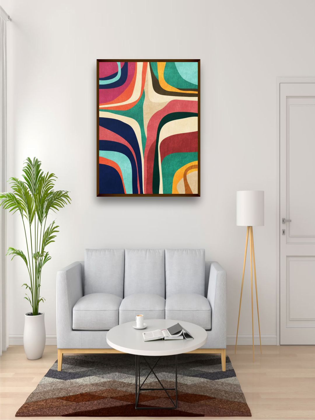 The Art House Green & Red Abstract Painting Wall Art