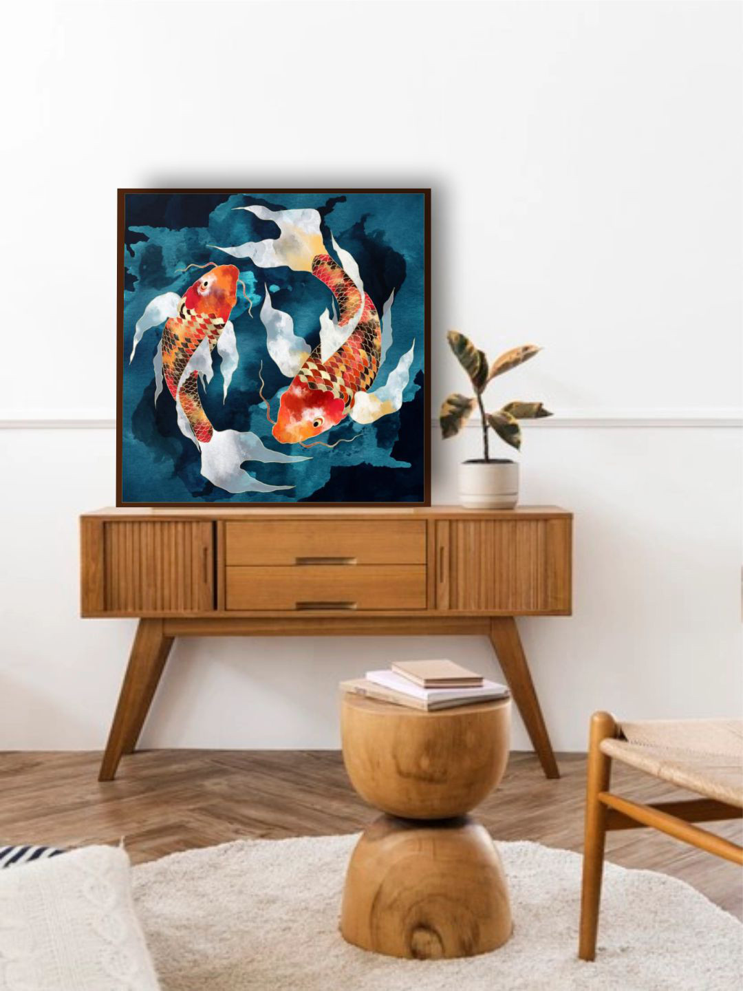The Art House Blue & Red Abstract Framed Wall Painting