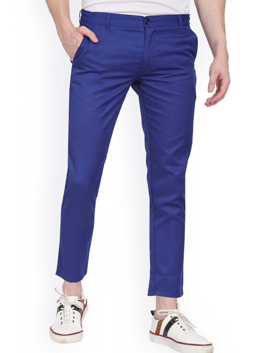 AD & AV Men Blue Classic Slim Fit Easy Wash Trousers