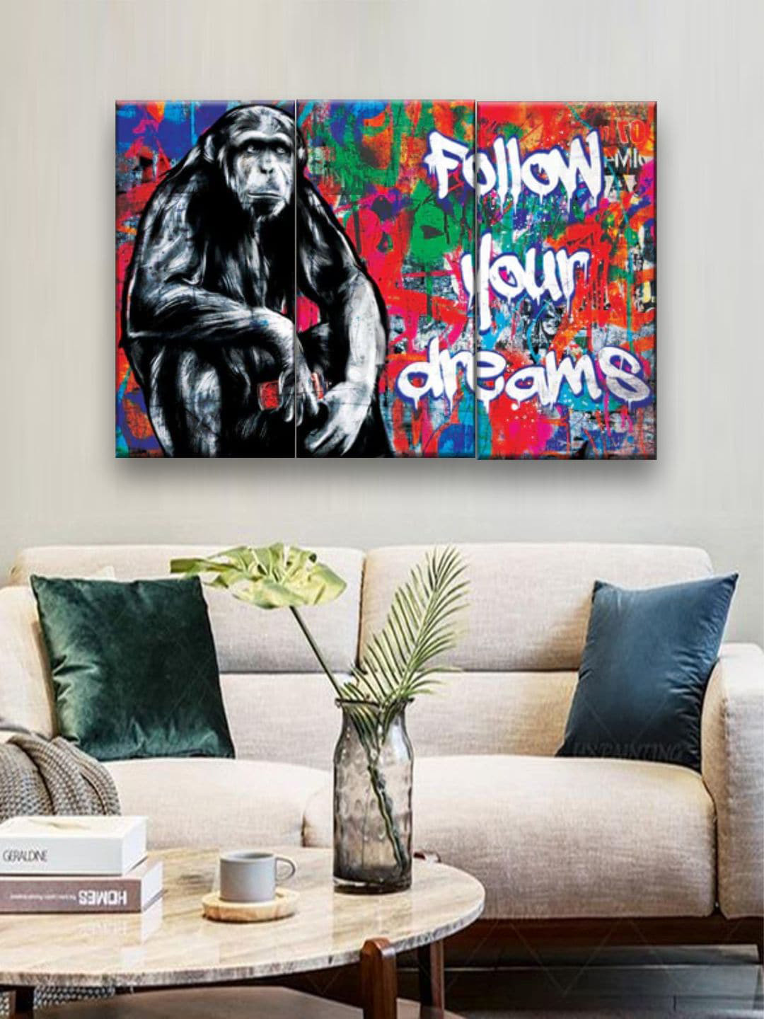 The Art House Set Of 3 Multi-Colored Abstract Paintin Frame Wall Art