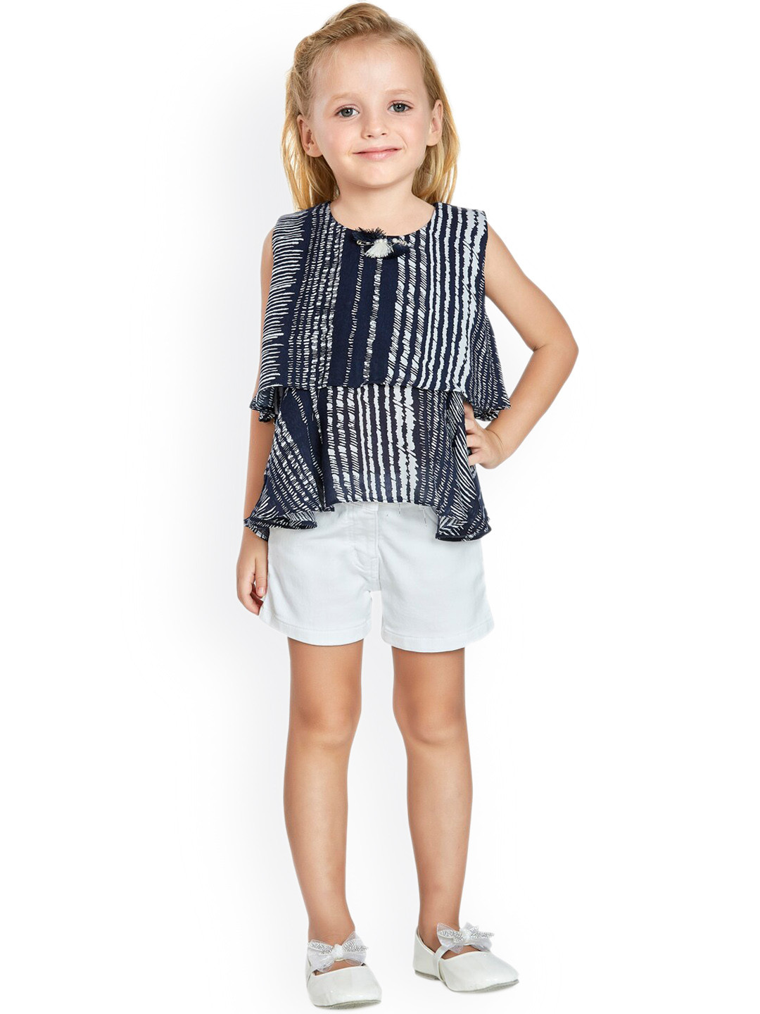 Peppermint Girls Navy Blue Top with Shorts