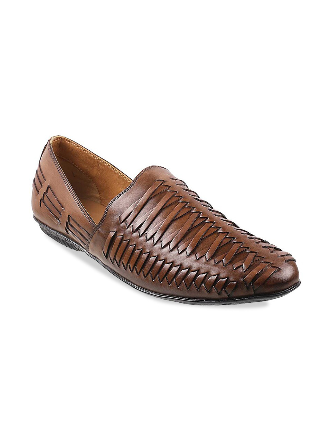 DAVINCHI Men Brown Leather Shoe-Style Sandals