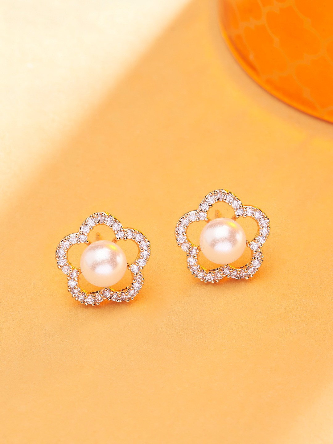AMI Rose Gold Contemporary Studs Earrings