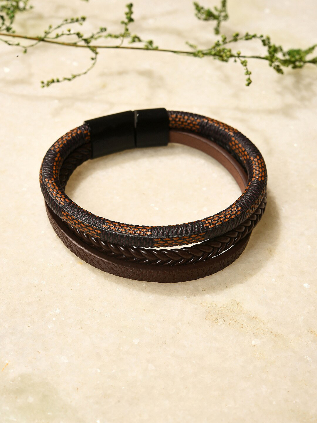 SOHI Women Brown Leather Ring Bracelet