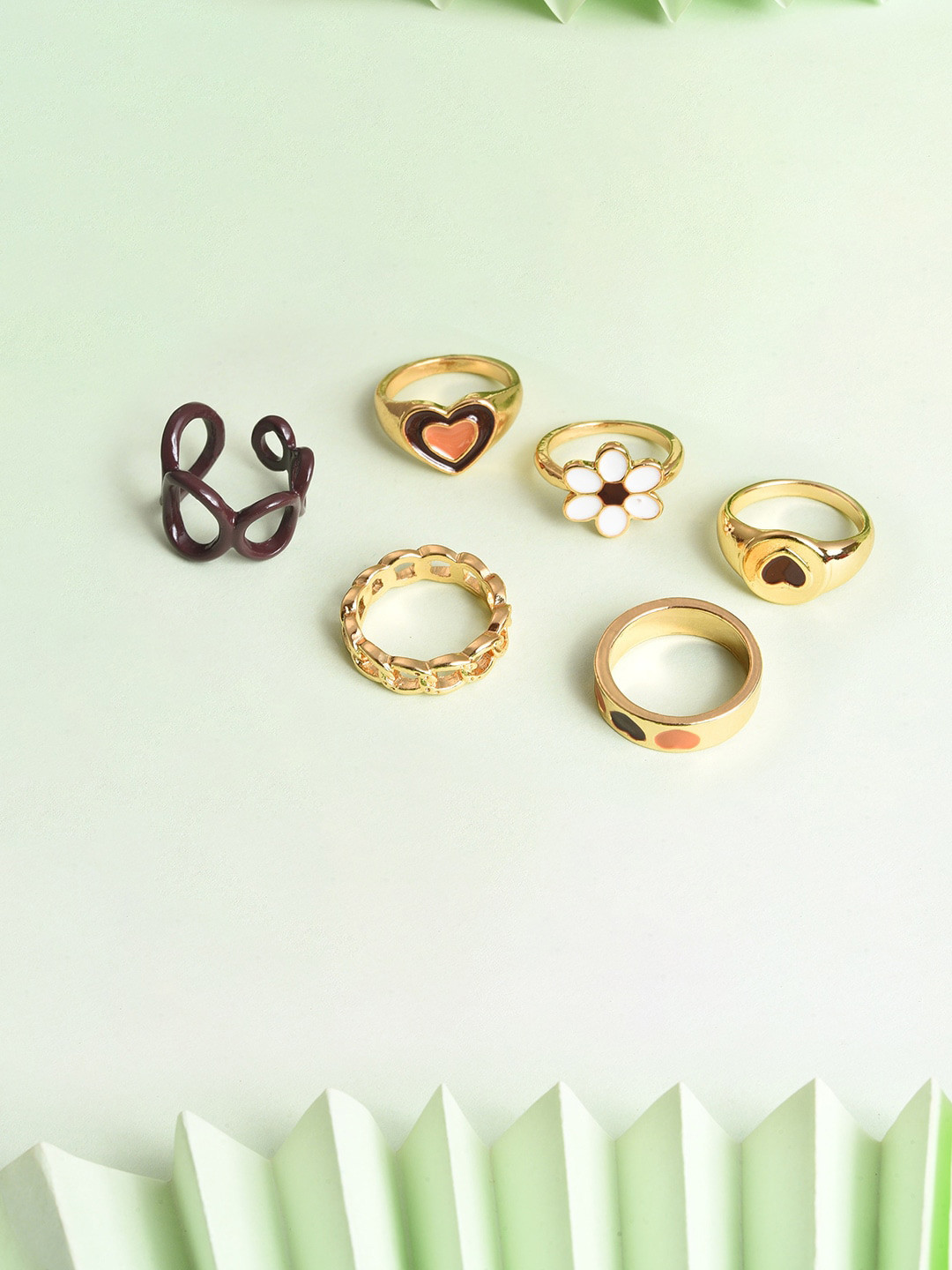 SOHI Set of 6 Gold-Plated Rings