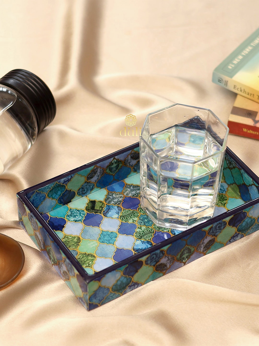 DULI Blue & Green Printed  Serving Tray