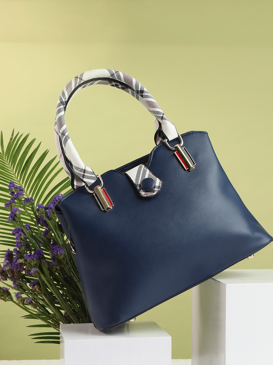 HAUTE SAUCE  Blue Structured Handheld Bag