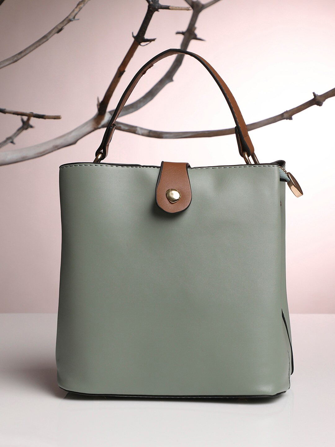 HAUTE SAUCE  Blue PU Bucket Handheld Bag with Tasselled