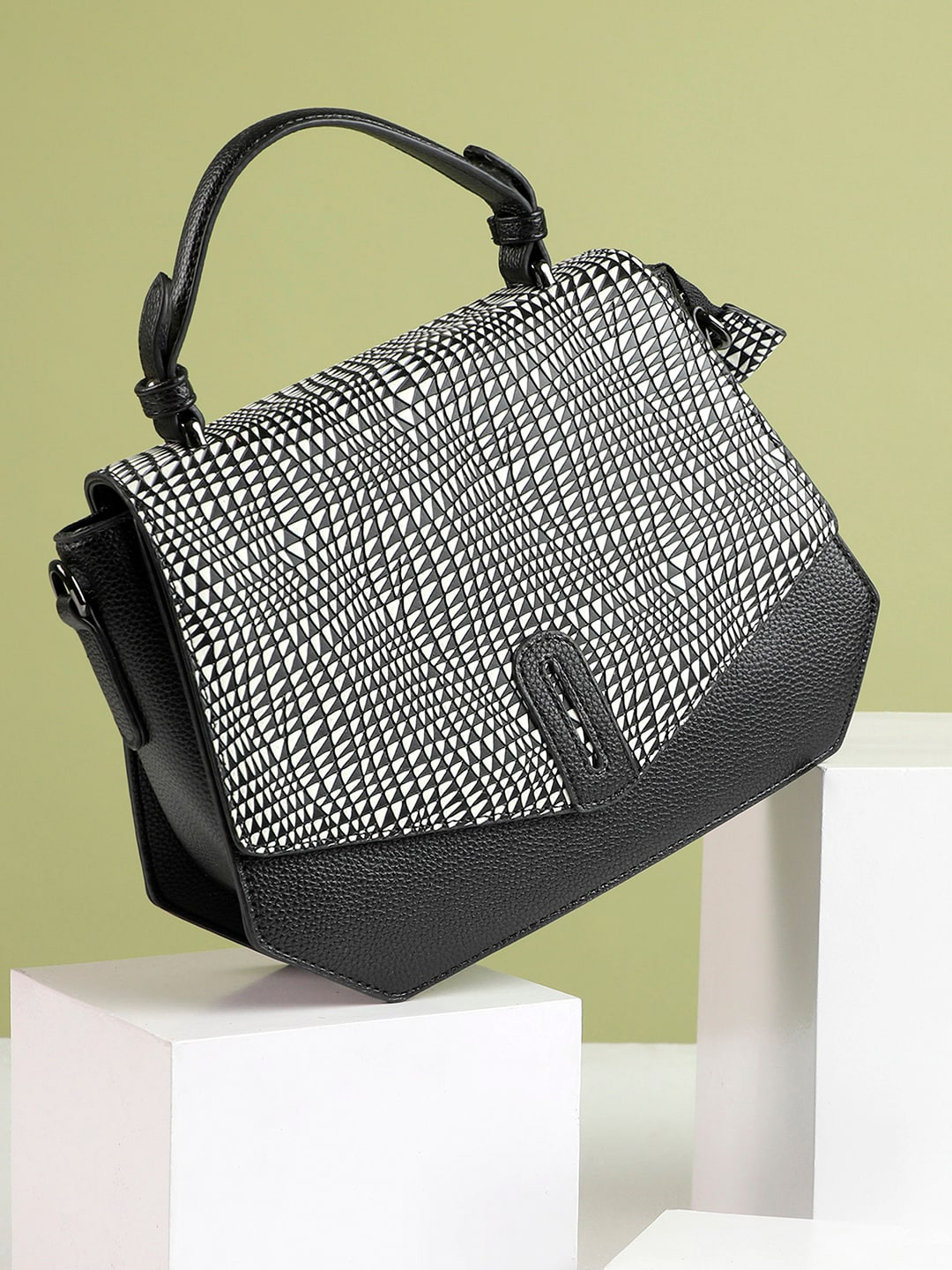 HAUTE SAUCE  Multicoloured Geometric Printed PU Structured Satchel