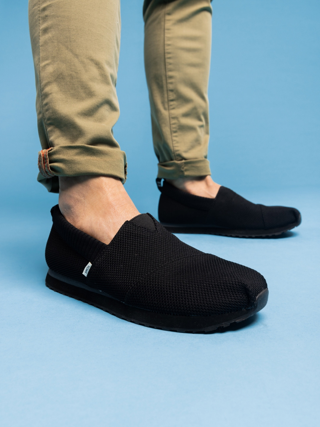 TOMS Men Black Repreve Knit Alpargata Slip-On Sneakers