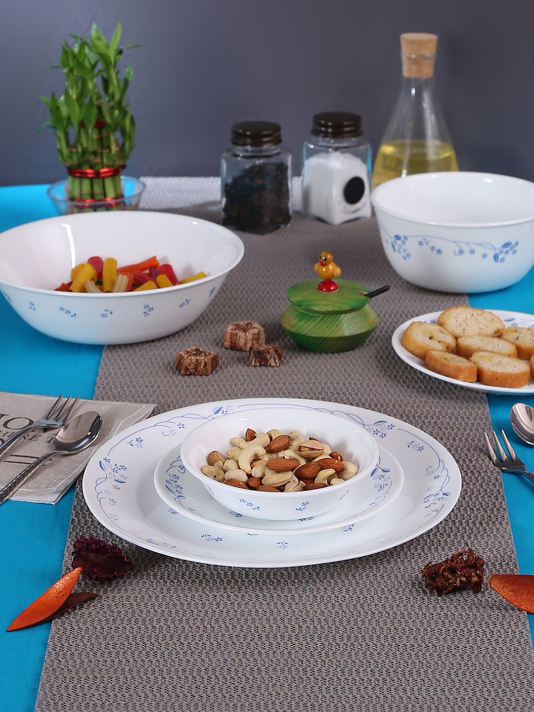 Buy Corelle Livingware Provincial White Blue Set Of 14 Printed