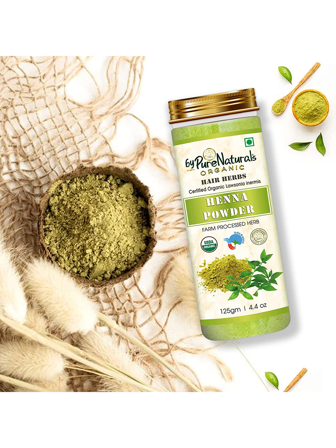 byPureNaturals 100% Natural Organic Hair Herbs Henna Powder - 125 g