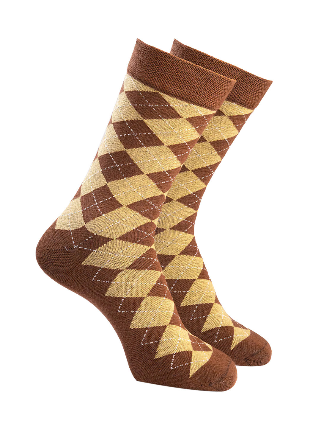 Man Arden Men Brown & Beige Patterned Calf-Length Socks