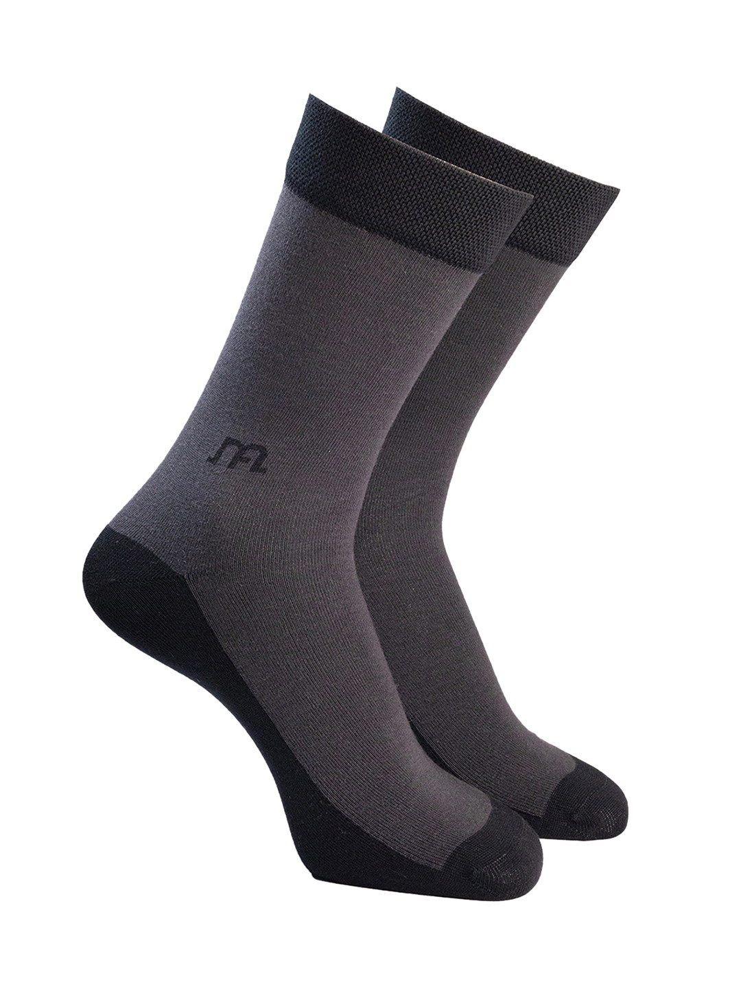 Man Arden Men Grey & Black Patterned Calf Length Cotton Socks