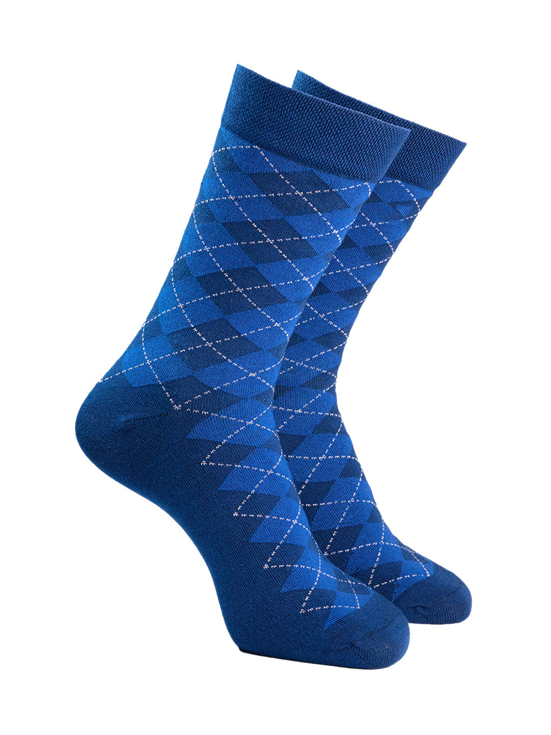 Man Arden Men Navy Blue & White Patterned Calf-Length Socks