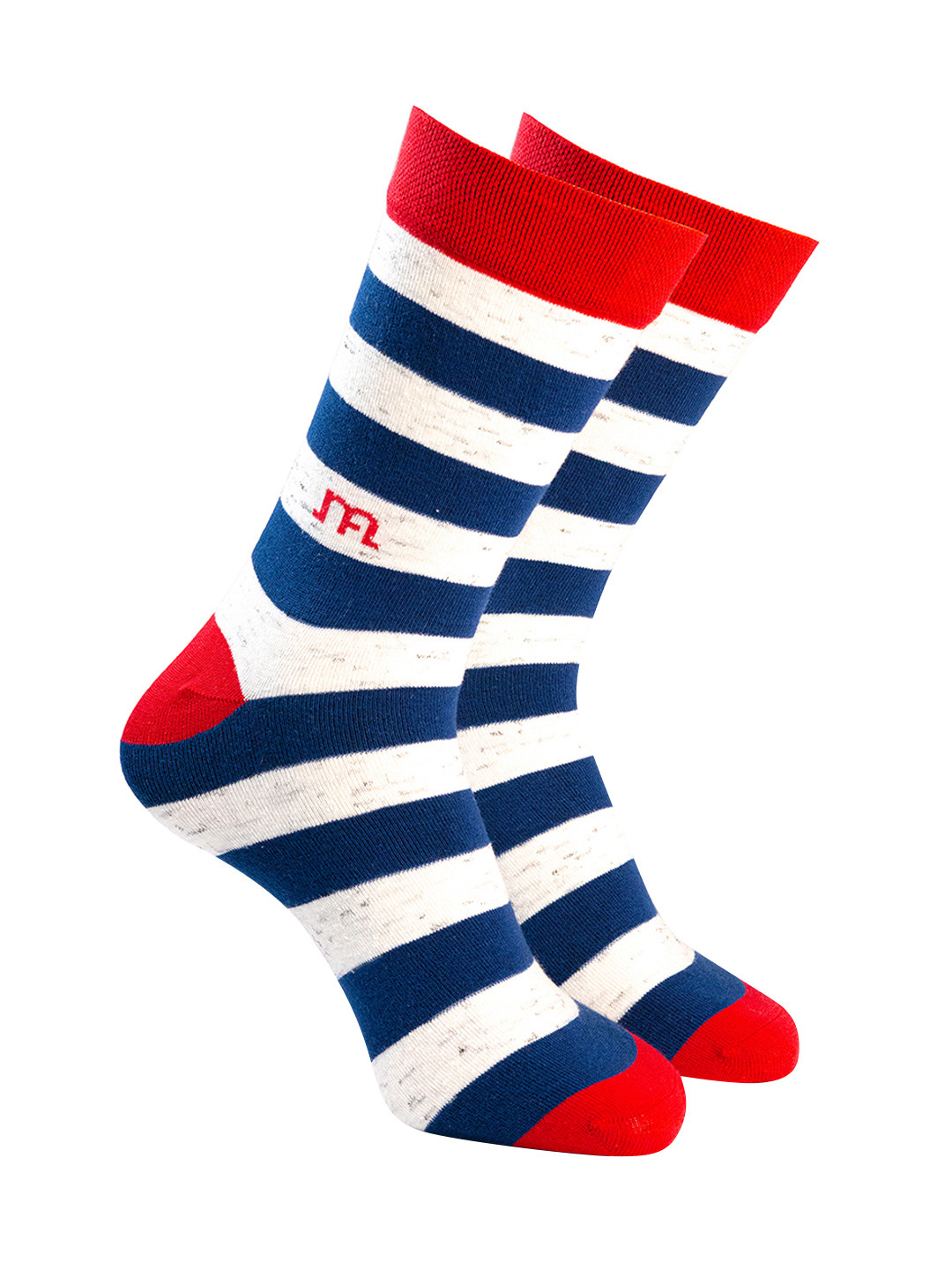 Man Arden Men White & Blue Striped Cotton  Socks