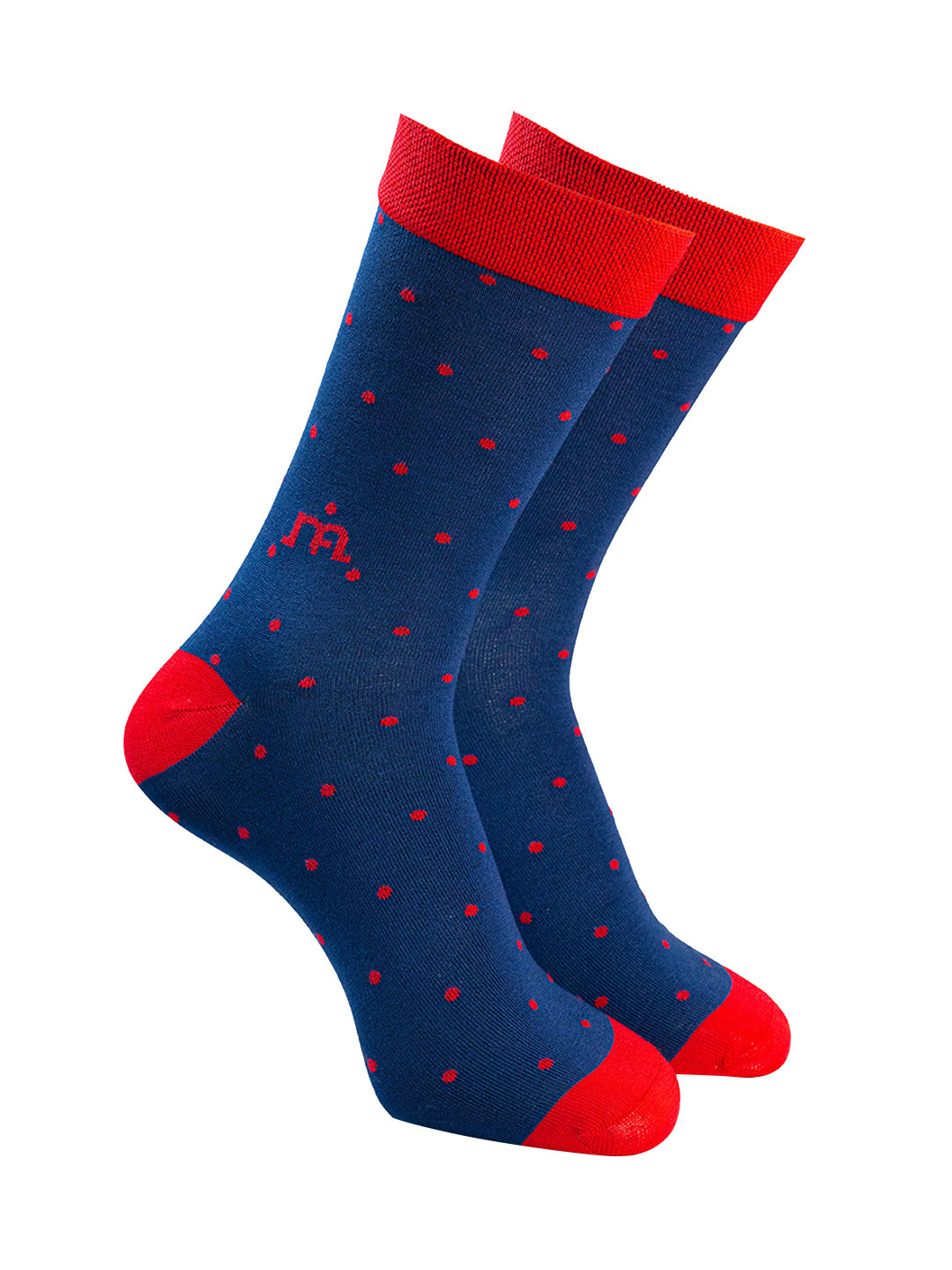 Man Arden Men Navy Blue & Red Color-Blocked Calf-Length Socks