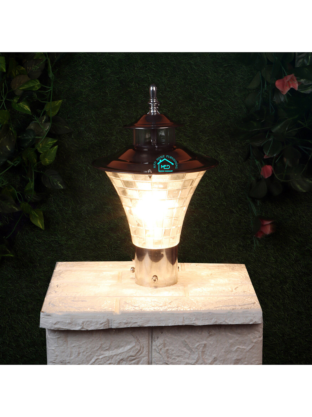 MFD HOME FURNISHING Silver Textured Metal Jalwa Mini Outdoor Lamp