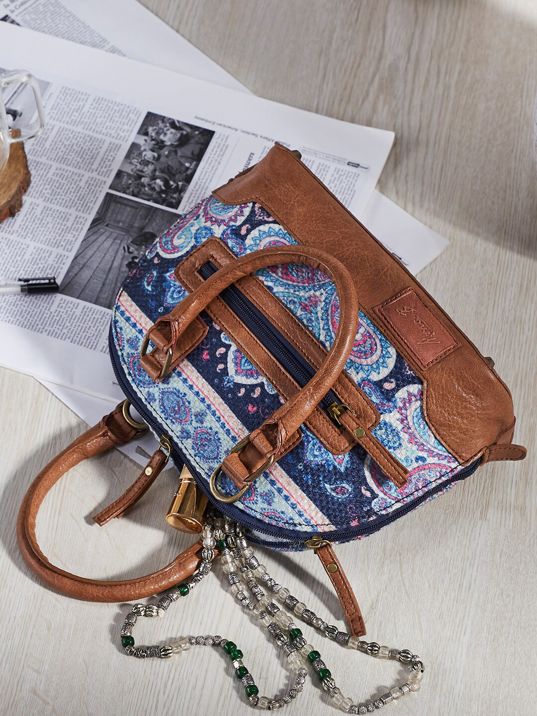 Mona B Multicoloured Kilim Inspired Upcycled Canvas Handbag