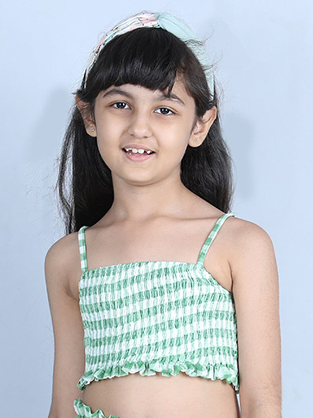 luyk Green & sand dollar Print Chiffon Bralette Crop Top