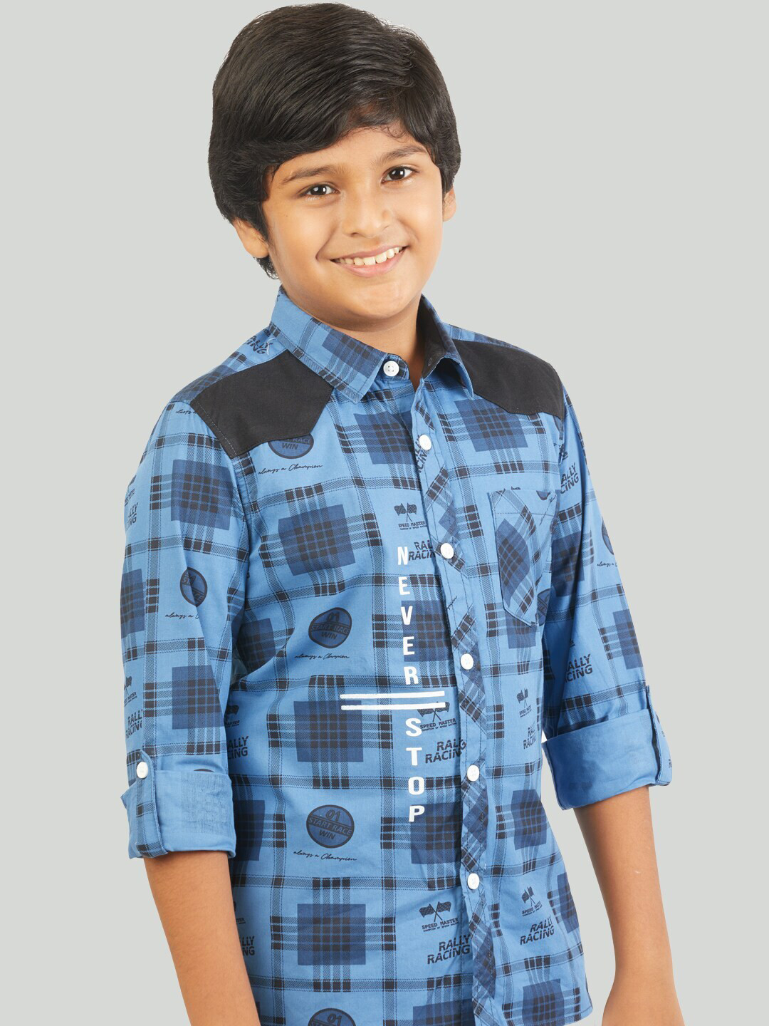 Zalio Boys Blue Comfort Checked Casual Shirt