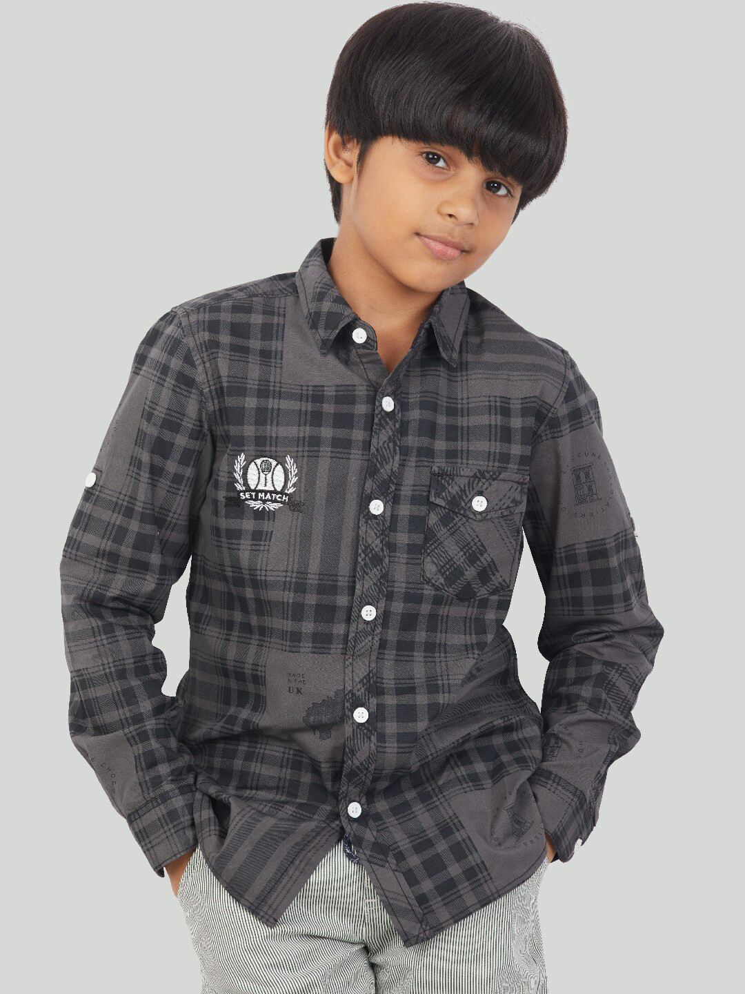 Zalio Boys Black Comfort Tartan Checks Checked Casual Shirt